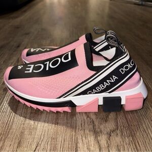 Dolce & Gabbana Pink and Black Slip-On Shoes